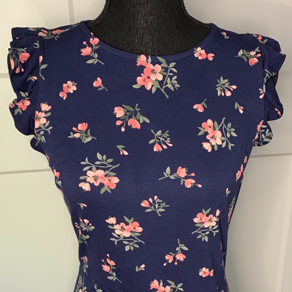 Navy Floral Ponte Sheath Dress